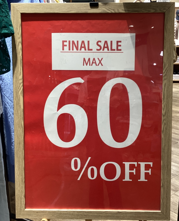FINAL SALE ～MAX60%OFF～