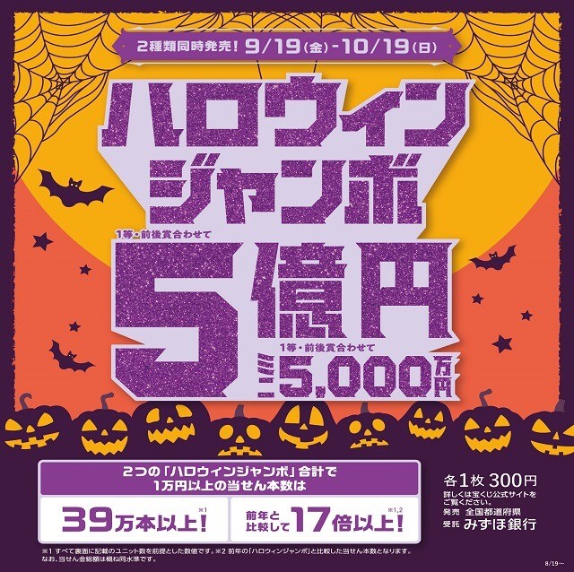「ハロウィンジャンボ宝くじ」発売
